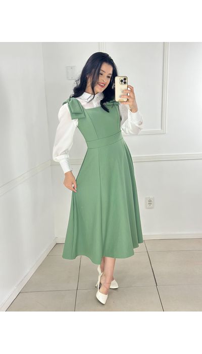 Vestido Aurora Verde - 002 - Belíssima Moda Evangélica
