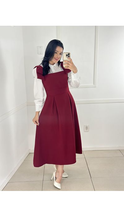 Vestido Aurora Marsala - 004 - Belíssima Moda Evangélica