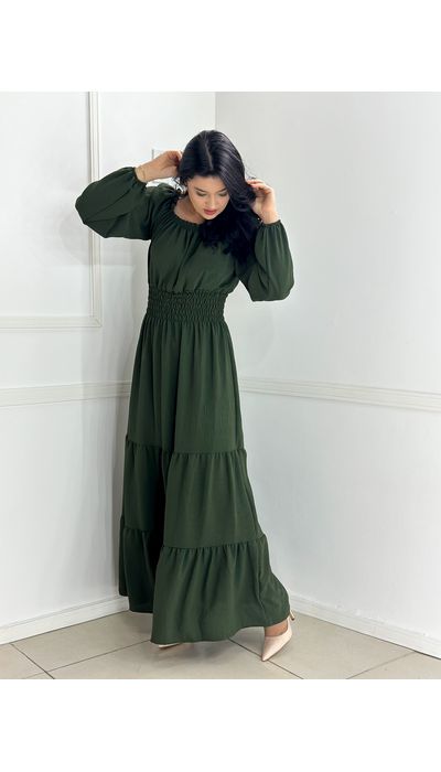 Vestido Longo Verde - 056 - Belíssima Moda Evangélica