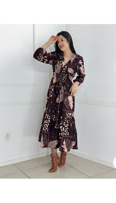 Vestido Estampado - 003 - Belíssima Moda Evangélica