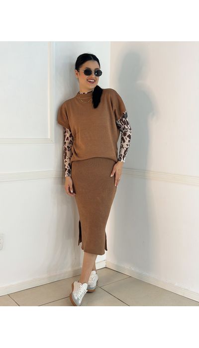Conjunto tricô Modal Nude - 025 - Belíssima Moda Evangélica