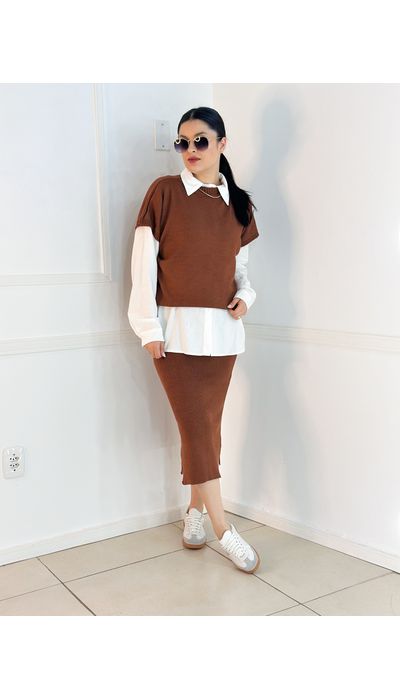 Conjunto Tricô Modal Telha - 026 - Belíssima Moda Evangélica