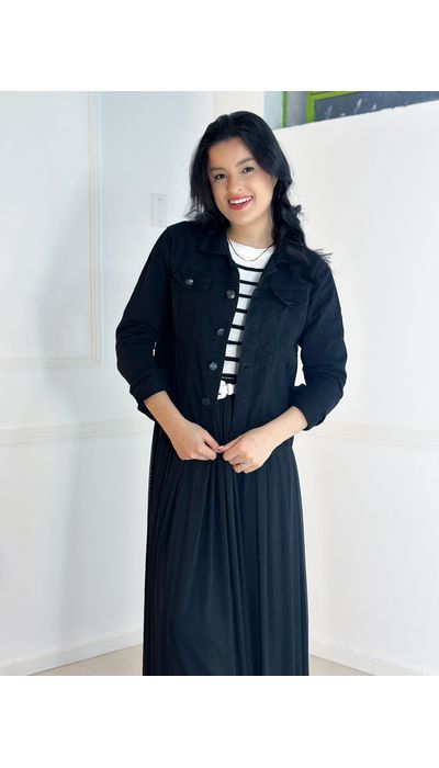 Jaqueta Jeans Preta - 017 - Belíssima Moda Evangélica