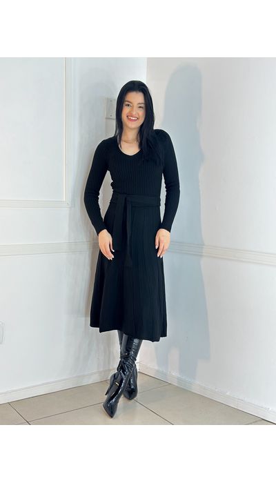 Vestido Tricô Preto - 050 - Belíssima Moda Evangélica