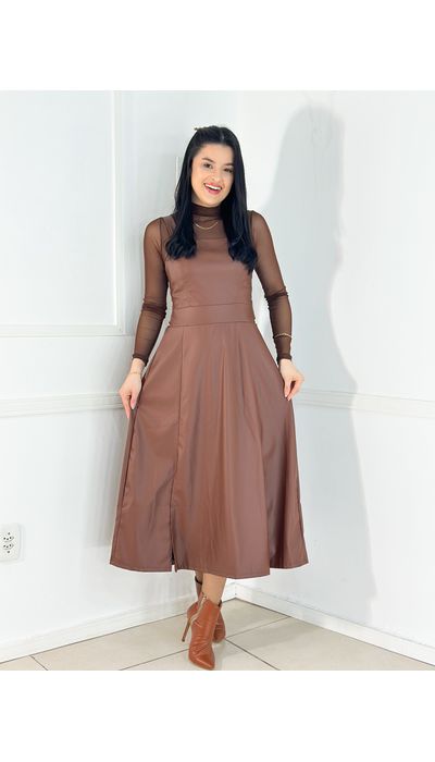 Vestido de Courino - 093 - Belíssima Moda Evangélica