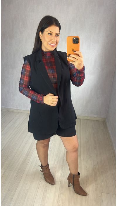 CONJUNTO SHORT E COLETE PRETO