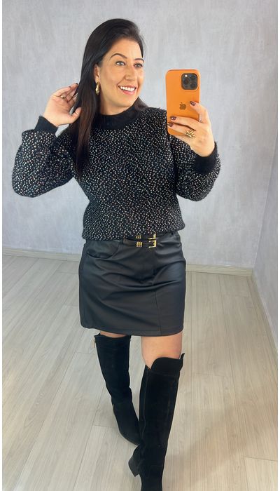 TRICOT CORAÇÃO - PRETO
