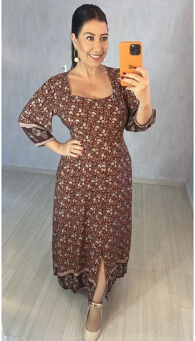 VESTIDO MARROM ESTAM... - KARINA CINTRA