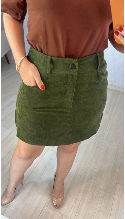 Saia Cotelê Verde Mi... - KARINA CINTRA