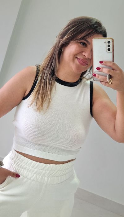Crooped Modal Branco/Preto