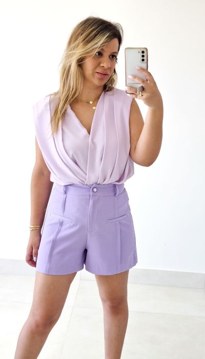 Short Alfaiataria Lilas 
