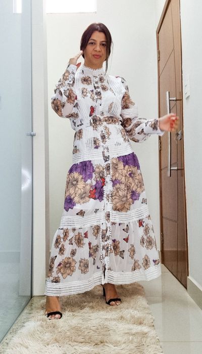 Vestido Longo Gola Japonesa