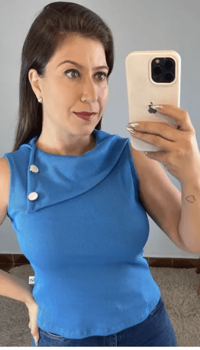 BLUSA BOTÃO - AZUL - KARINA CINTRA