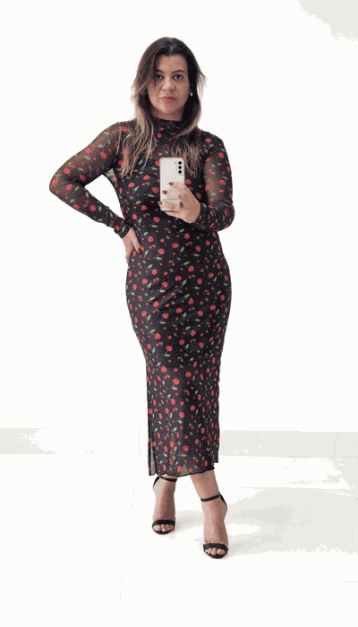 Vestido Cereja Longo