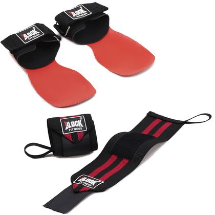 Kit Hand Grip E Munhequeira Lpo Vermelho - BLOCK FITNESS