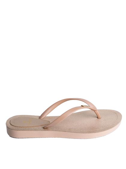 Chinelo de Dedo Bege Flop Palmilha Dourada - SAGIAN