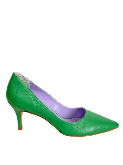 Scarpin Verde Salto Fino Couro - SAGIAN