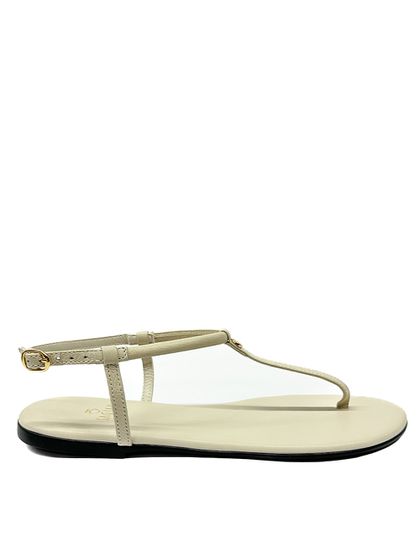 Sandália Rasteira Off White em Couro Isabella - SAGIAN