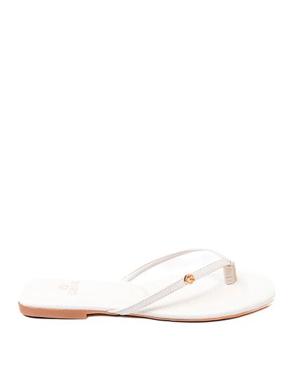 Sandália Rasteira Off White Carol Couro - SAGIAN