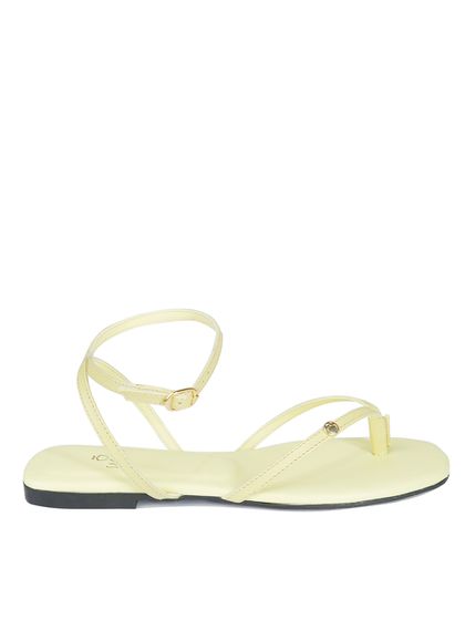 Sandália Rasteira Amarelo Candy em Couro Sagian - SAGIAN