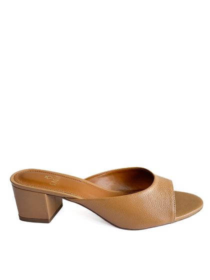Tamanco Mel Salto Bloco em Couro - SAGIAN