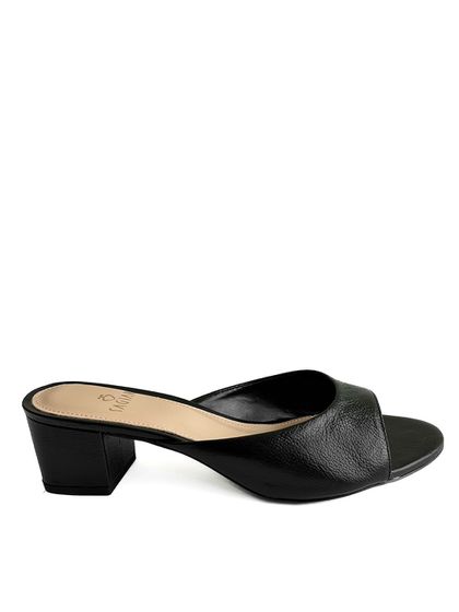 Tamanco Preto Salto Bloco em Couro - SAGIAN