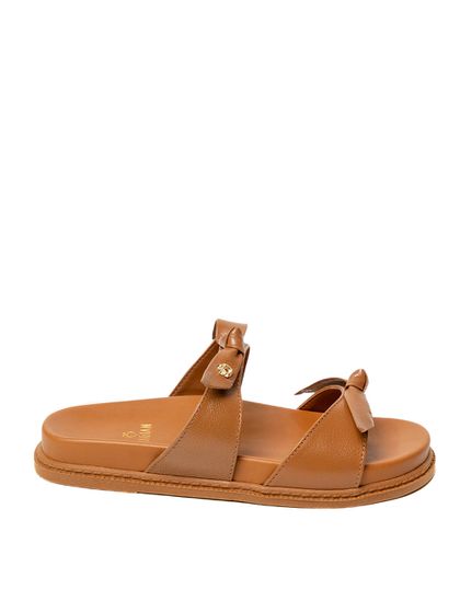 Sandália Papete Caramelo Ana Couro - SAGIAN