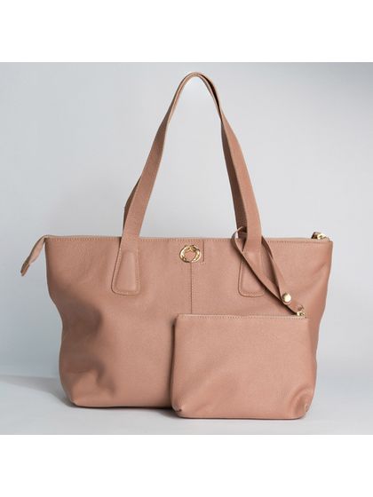 Bolsa Shopping Bege Couro Grande - SAGIAN
