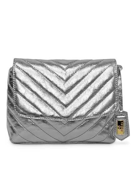 Bolsa Camila Prata Couro Matelassê - SAGIAN