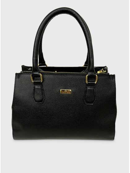 Bolsa Tote Preta Couro Média - SAGIAN