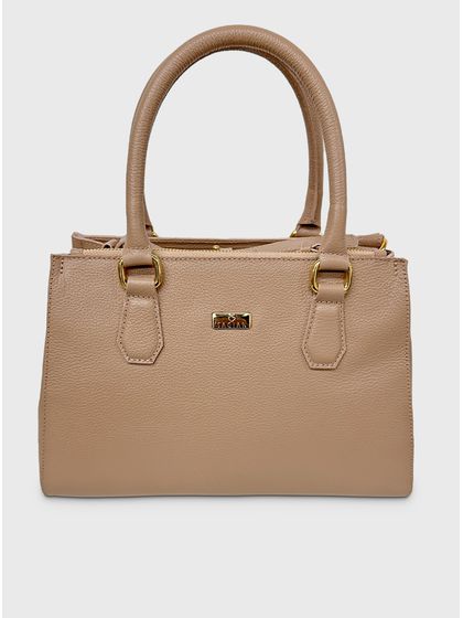 Bolsa Tote Bege Couro Média - SAGIAN