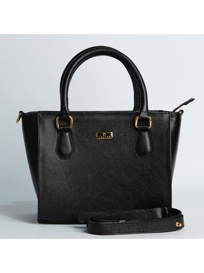 Bolsa Tote Preta Couro Alça Removível - SAGIAN