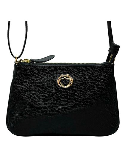 Bolsa Tiracolo Preta Couro - SAGIAN