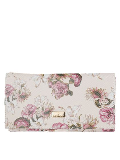 Bolsa Clutch Floral Off White em Couro com Alça em... - SAGIAN