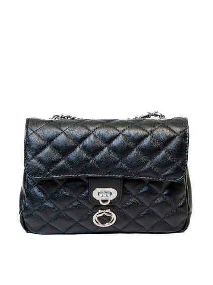 Bolsa Tiracolo Preta Couro Matelassê Média Tati Ní... - SAGIAN