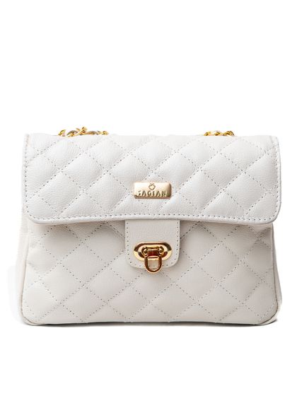Bolsa Tiracolo Off White Couro Matelassê Média Tat... - SAGIAN