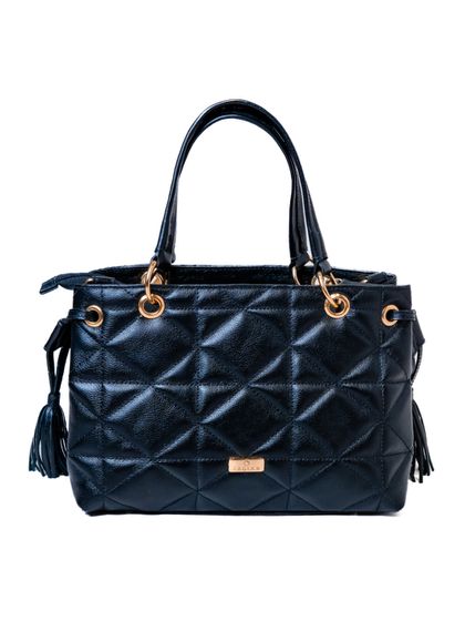 Bolsa Tote Preta Couro Metalassê - SAGIAN