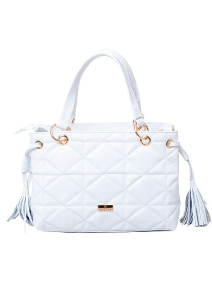 Bolsa Tote Branca Couro Metalassê - SAGIAN