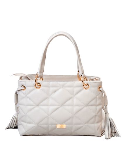 Bolsa Tote Off Wite Couro Metalassê - SAGIAN