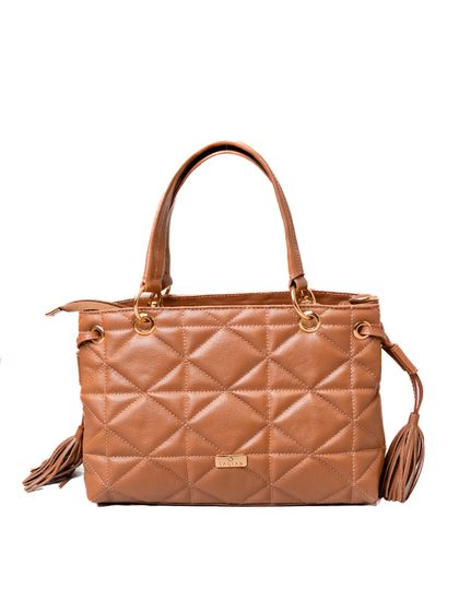 Bolsa Tote Caramelo Couro Metalassê - SAGIAN