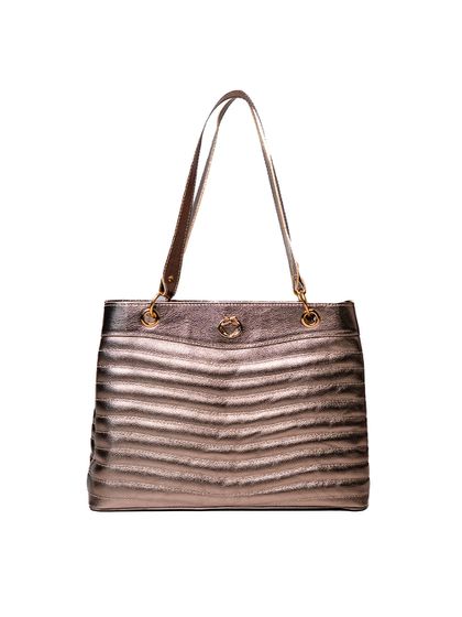 Bolsa Prata Velho Tote Couro Grande - SAGIAN