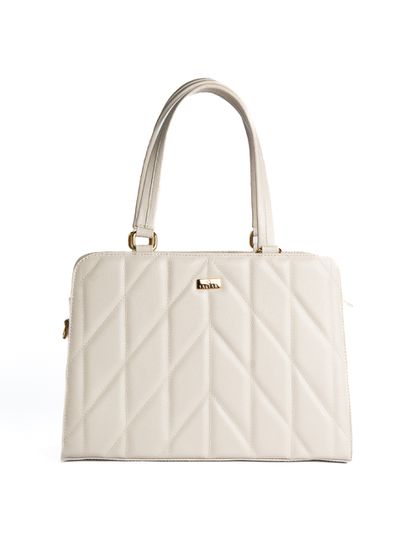 Bolsa Tiracolo Off White Couro Matelassê Alça Tran... - SAGIAN