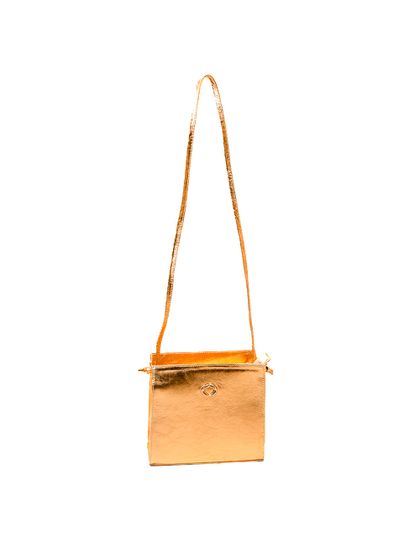 Bolsa Tiracolo Dourada Em Couro - SAGIAN