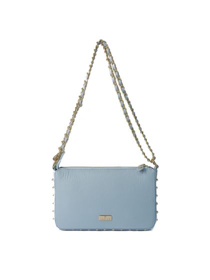 Bolsa Tiracolo Azul Candy em Couro Spikes Pequena - SAGIAN