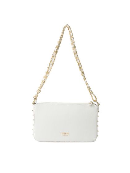 Bolsa Tiracolo Branca em Couro Spikes Pequena - SAGIAN