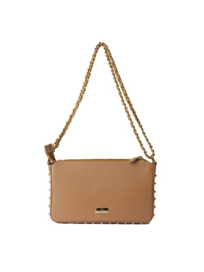 Bolsa Tiracolo Mel em Couro Spikes Pequena - SAGIAN