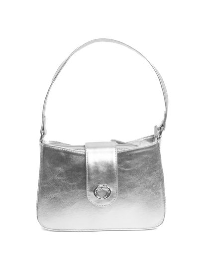 Bolsa Tiracolo Prata em Couro Pequena Mari - SAGIAN