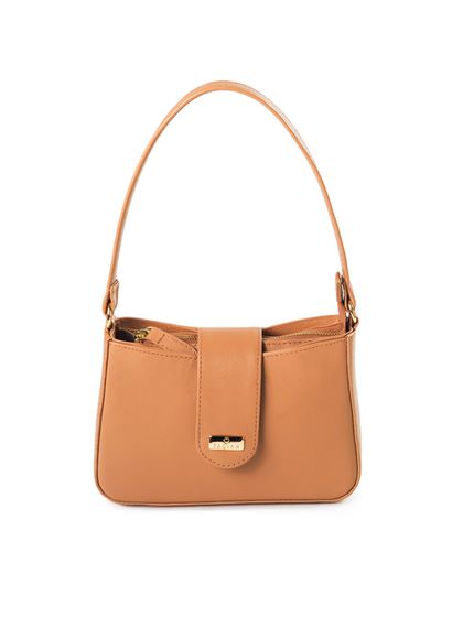 Bolsa Tiracolo Mel em Couro Pequena Mari - SAGIAN