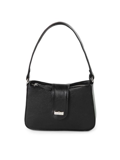 Bolsa Tiracolo Preta em Couro Pequena Mari - SAGIAN