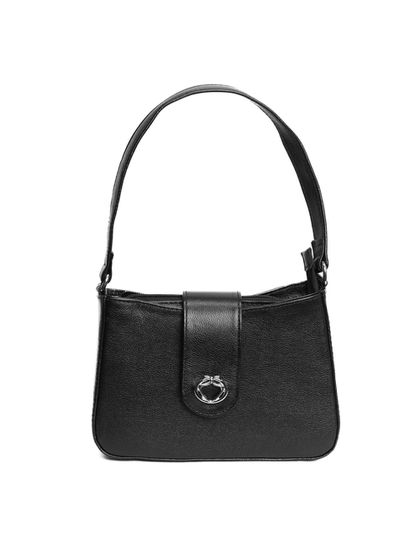 Bolsa Tiracolo Preta em Couro Pequena Mari - SAGIAN